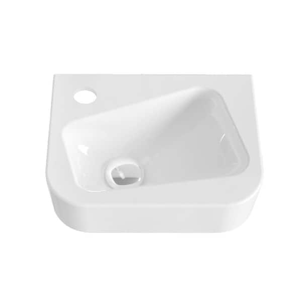 20 in. x 14.18 in. Vessel Bathroom Sink in White Ceramic with Faucet Hole