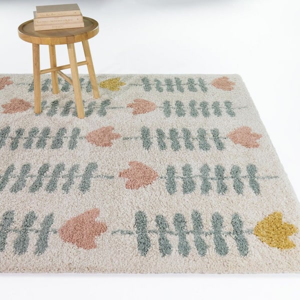 Hawthorne Green 4 ft. x 6 ft. Floral Stripes Area Rug