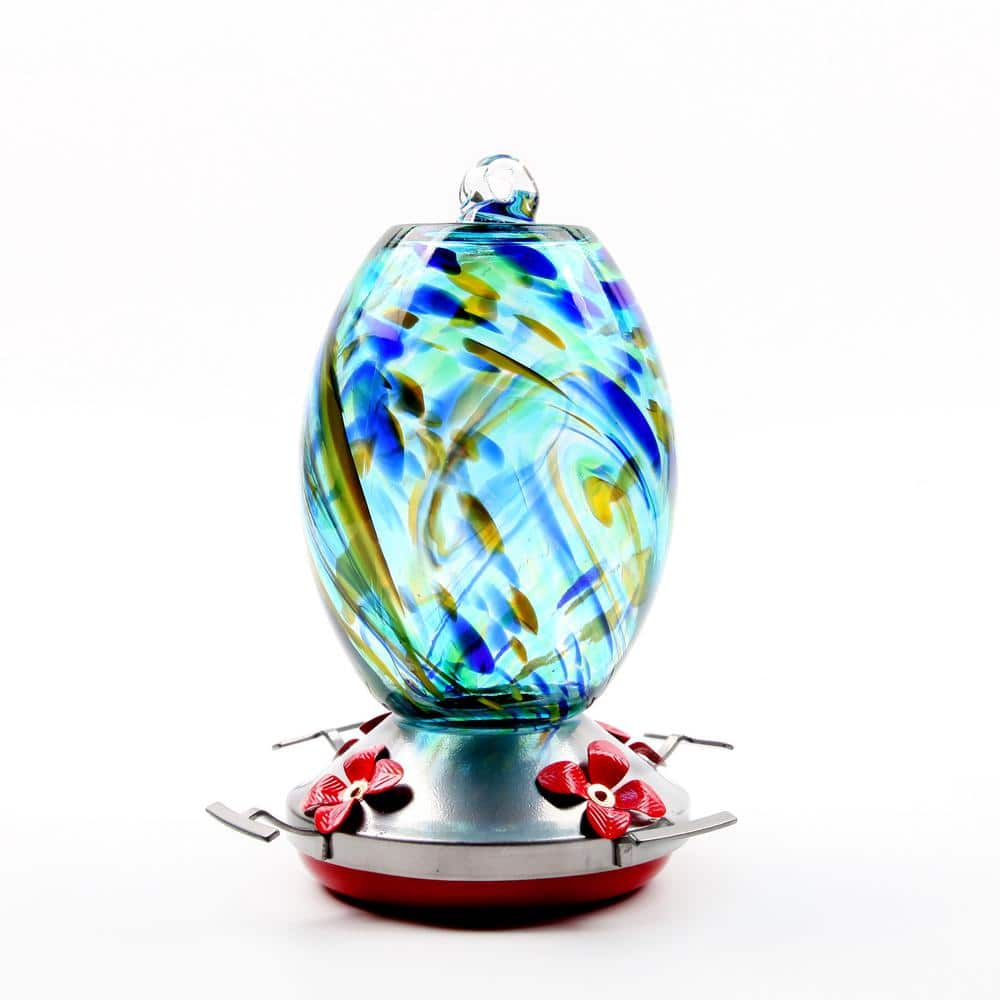 Blue Outdoor Hand Blown Glass Hummingbird Feeder - 25 oz. with 4 Feeding Ports (1-Pack) price history on PriceWatchPro