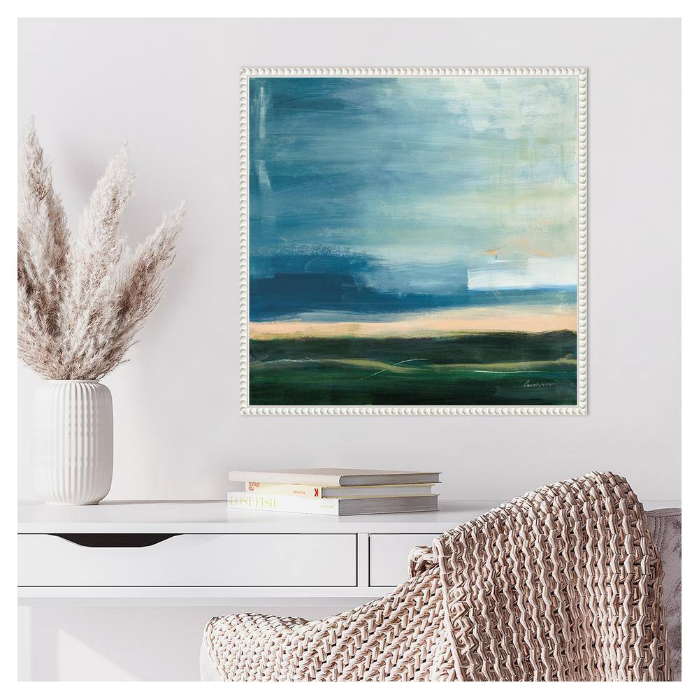 Life Light Landscape Abstract Canvas Wall Art with White Beaded Frame