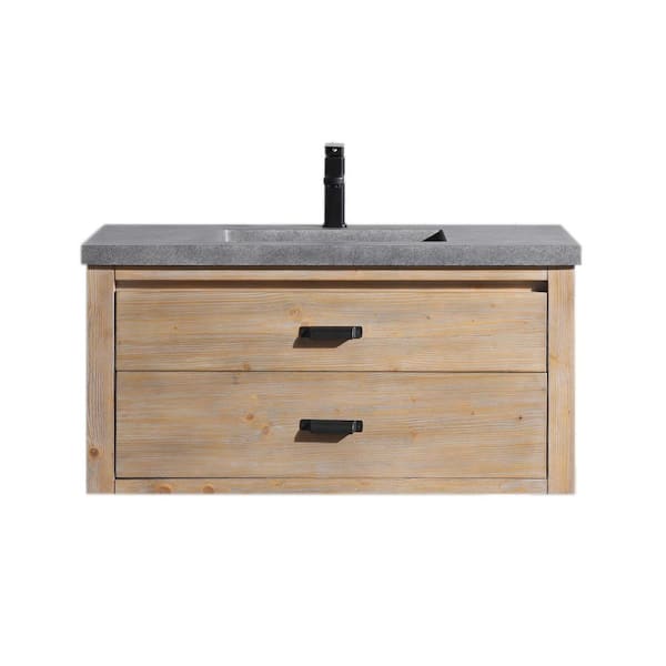 Ari Kitchen and Bath Kane 36 in. W x 18.5 in. D Bath Vanity in Weathered Fir with Concrete Vanity Top in Gray with Gray Basin