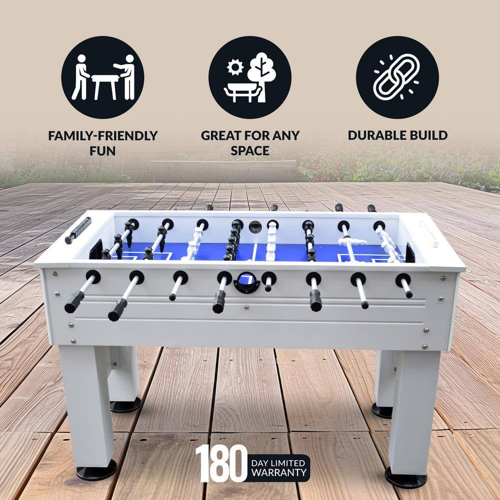 Highlander 55'' White Outdoor Foosball Table with Aluminum Rods