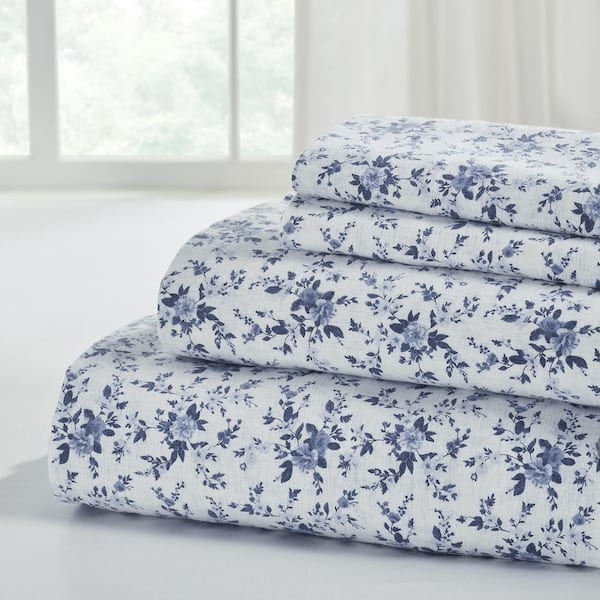 MODERN THREADS 3-Piece Brittany Printed Cotton Flannel Adult Bed Sheet Set, Twin