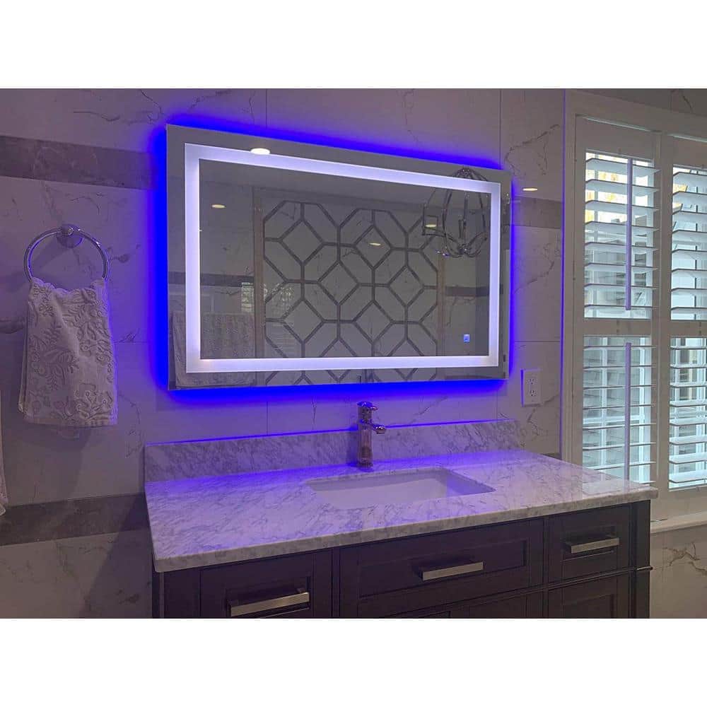 Frameless Rectangular LED Bathroom Vanity Mirror with Touch Sensor