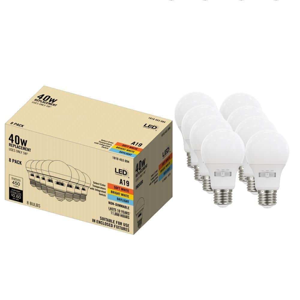 PRIVATE BRAND UNBRANDED 40-Watt Equivalent A19 E26 Base Non-Dimmable ...