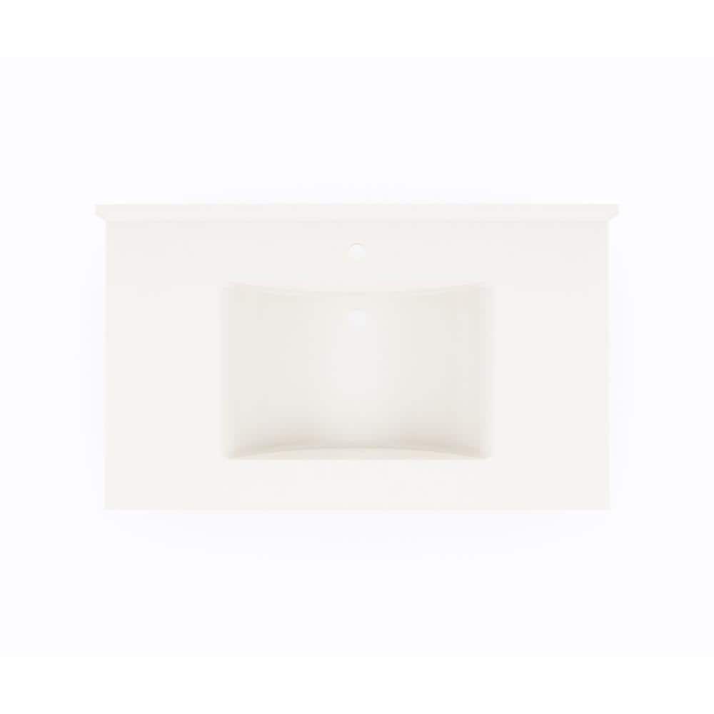 Tahiti White 37'' Swanstone Single Bathroom Vanity Top with Rectangular Sink