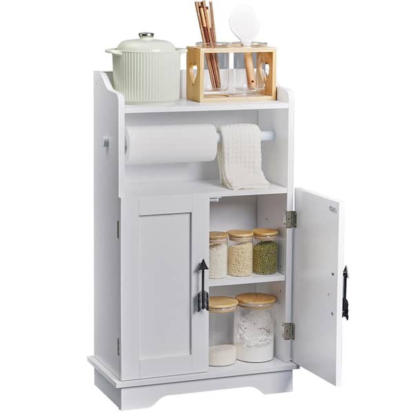 VECELO Accent Storage Organizer White 31.5 in. Accent Cabinet Office Storage Cabinet with 3 Shelves Removeable Rodod