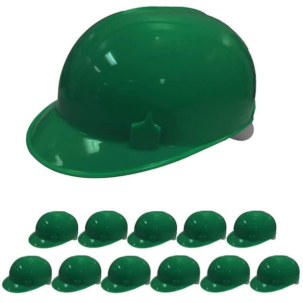 BISON LIFE Bump Cap with 4-Point Pin Lock Suspension, HDPE Cap Style, Green (Pack of 12)