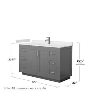 Miranda 54 in. W x 22 in. D x 33.75 in. H Single Bath Vanity in Dark Gray with Carrara Cultured Marble Top