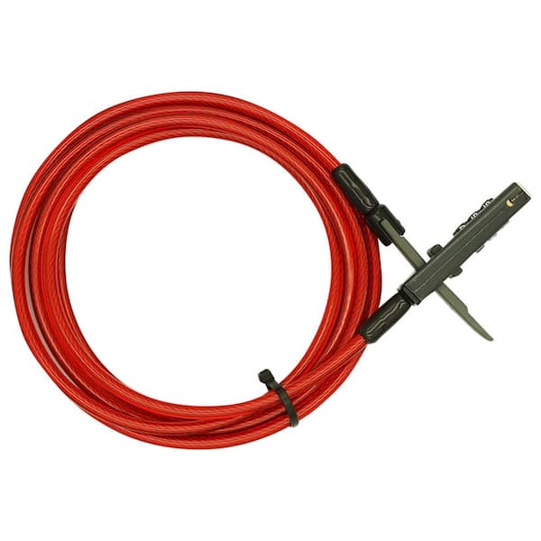 OTTER, Integrated Combination Deterrence Cable Lock, 10 ft. x 6 mm Braided Steel with Red Vinyl Coating