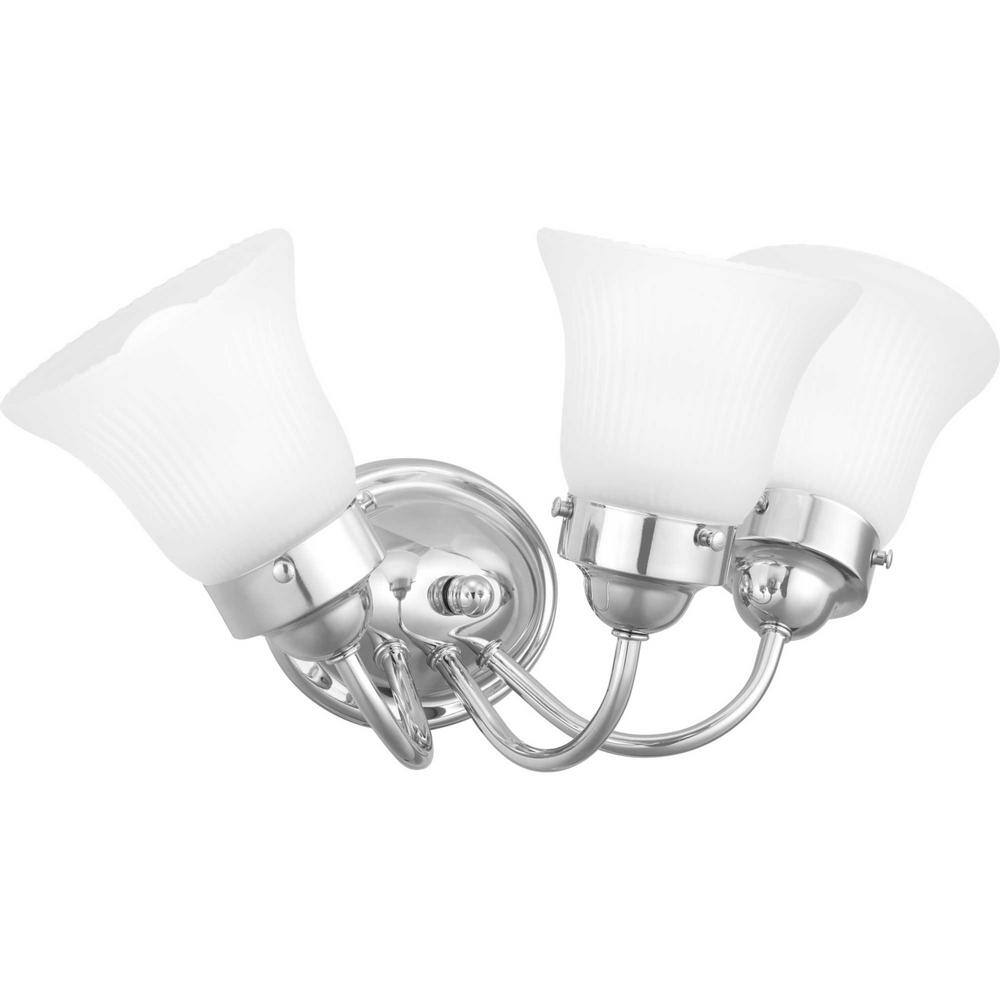Polished Chrome 3-Light Etched Glass Bath Vanity Fixture