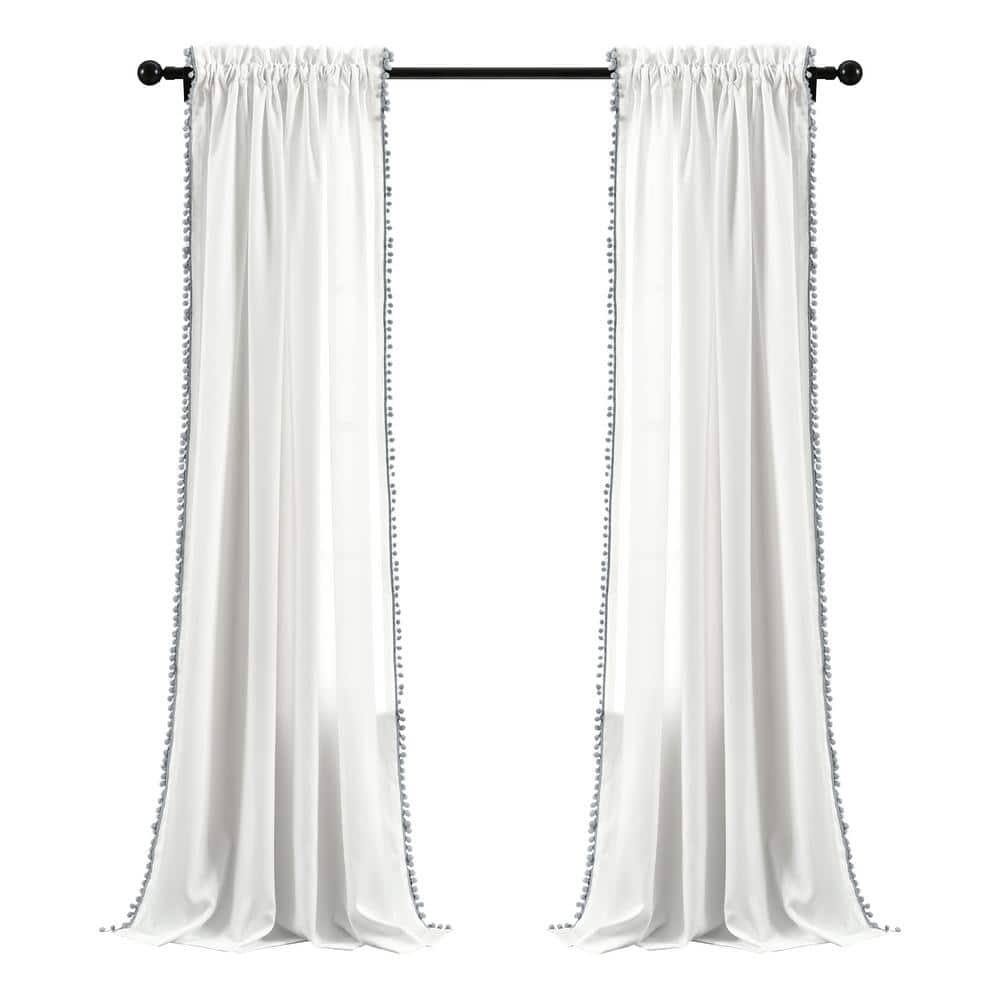 Pom Pom Window Curtain Panel Gray Single 50X95+2
