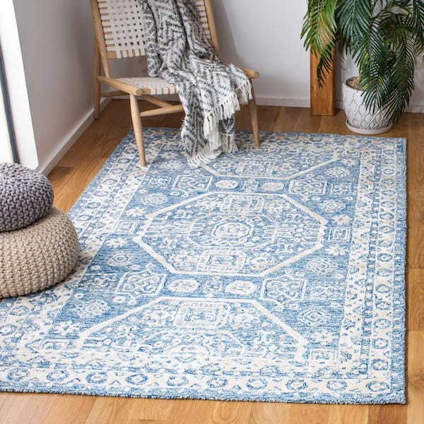 Glamour 8 ft. x 11 ft. Navy/Ivory Ornate Border Area Rug
