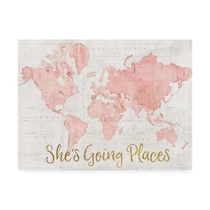 24 in. x 32 in. Across The World Shes Going Places Pink by Sue Schlabach