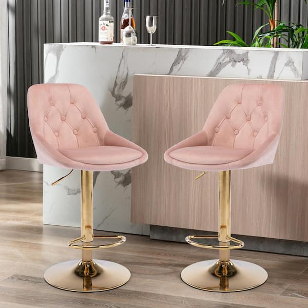 hot pink velvet bar stools