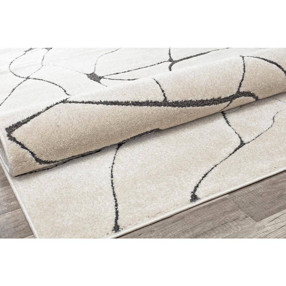 96" Round Tan Synthetic Stain-Resistant Area Rug