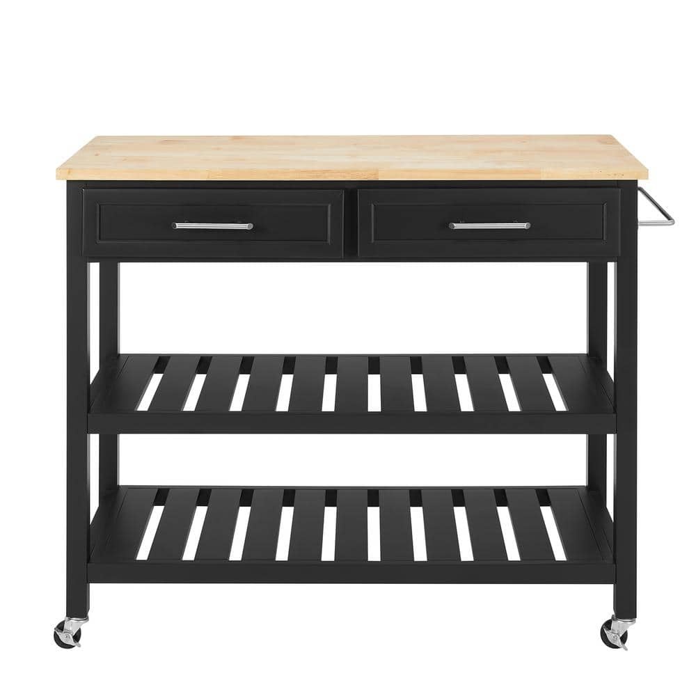 Easy Goods Living Margo Black Double Kitchen Cart SKEGL19379ABK - The ...