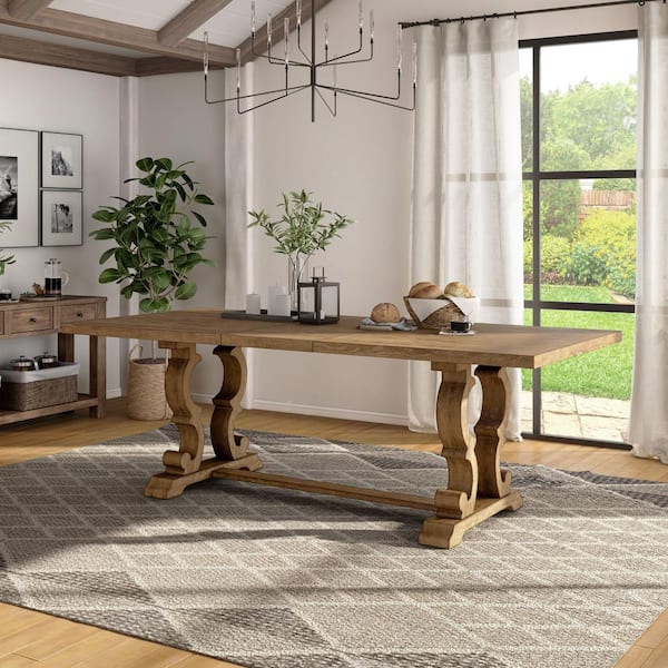Furniture of America Reina Rustic Natural Tone Wood 90 in. Trestle Extendable  Dining Table Seats 8 IDF-3577T - The Home Depot