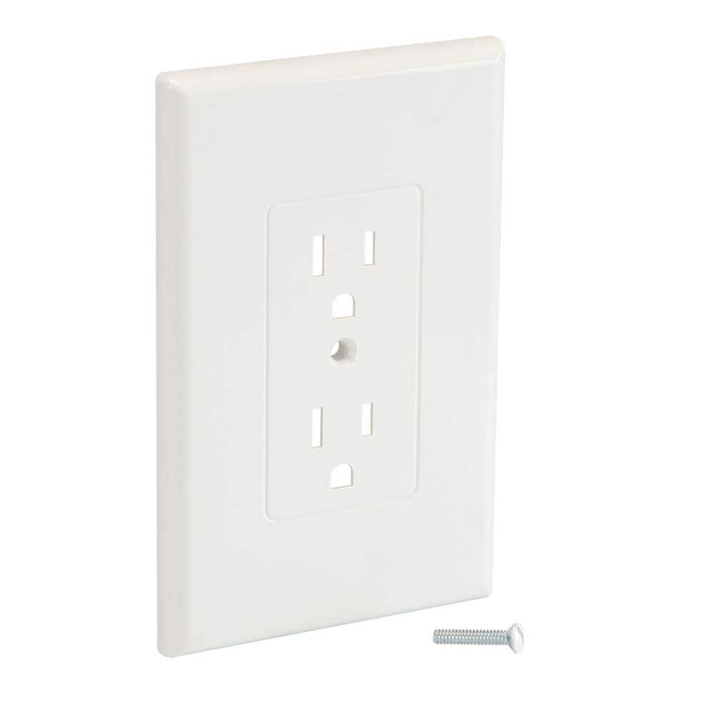 1-Gang Duplex Midway/Maxi Sized Cover-up Plastic Wall Plate, White (Smooth 