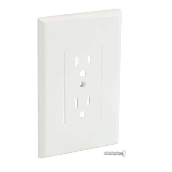 Commercial Electric 1-Gang Duplex Midway/Maxi Sized Cover-up Plastic Wall Plate, White (Smooth Finish)