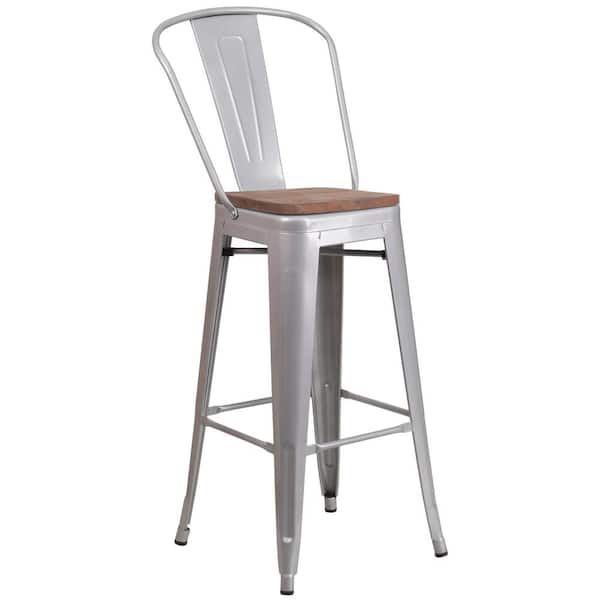 Carnegy Avenue 30.5 in. Silver Bar Stool
