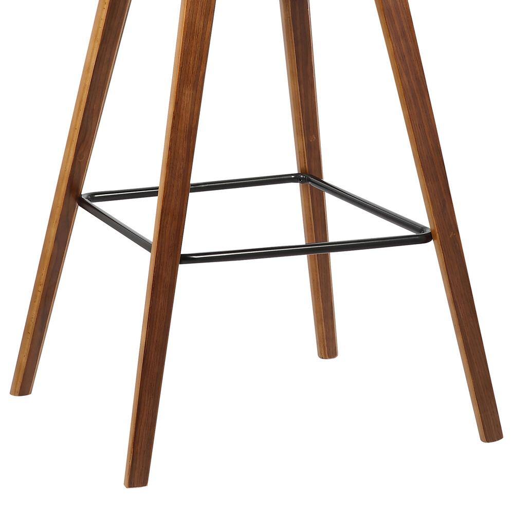 Fox 26" Dark Brown Faux Leather and Walnut Wood Bar Stool