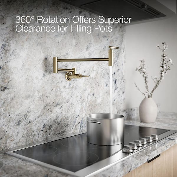KOHLER Wall Mount Pot Filler in Vibrant French Gold 35745-AF - The