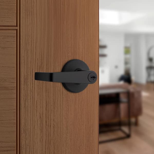 Kwikset Kingston Matte Black Round Keyed Entry Reversible Door