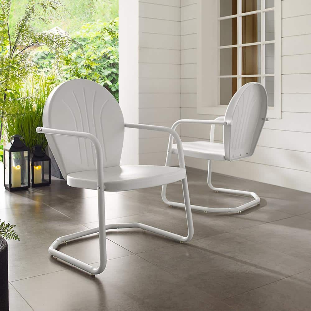 Griffith Vintage White Powder-Coated Steel Outdoor Chair