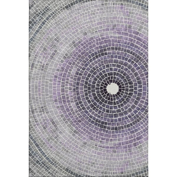 Mayfield Premium Machine Washable Abstract AMF2524 Lavender 3 ft. x 5 ft. Area Rug