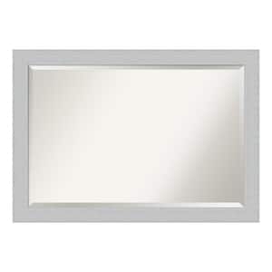 Shiplap White 40.25 in. x 28.25 in. Beveled Rectangle Wood Framed Bathroom Wall Mirror in White