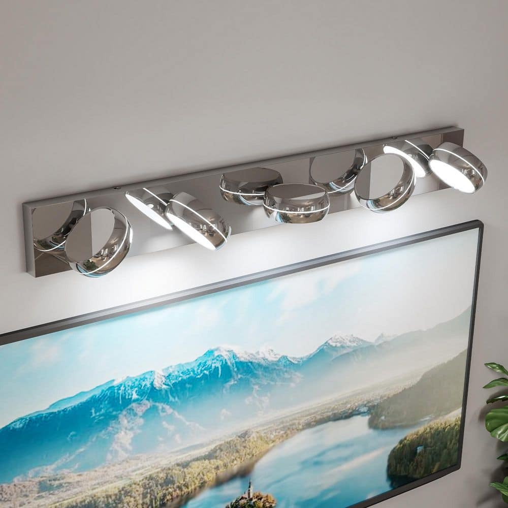 35.5 in. 5-Light Chrome Modern LED Vanity Light Bathroom Lights Fixtures over Mirror price history on PriceWatchPro