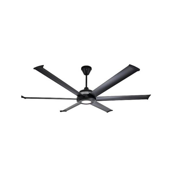 Mammoth 72 in. Smart Indoor/Outdoor Black Universal Mount Ceiling Fan with 12 in. Downrod, 2700K LED, Remote & Phone App