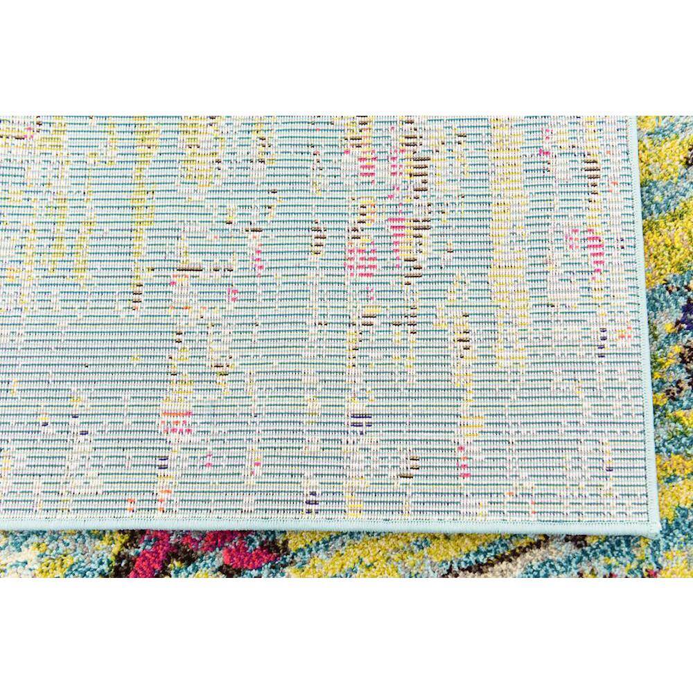 Abstract Blue Synthetic 5' x 8' Easy-Care Rectangular Rug