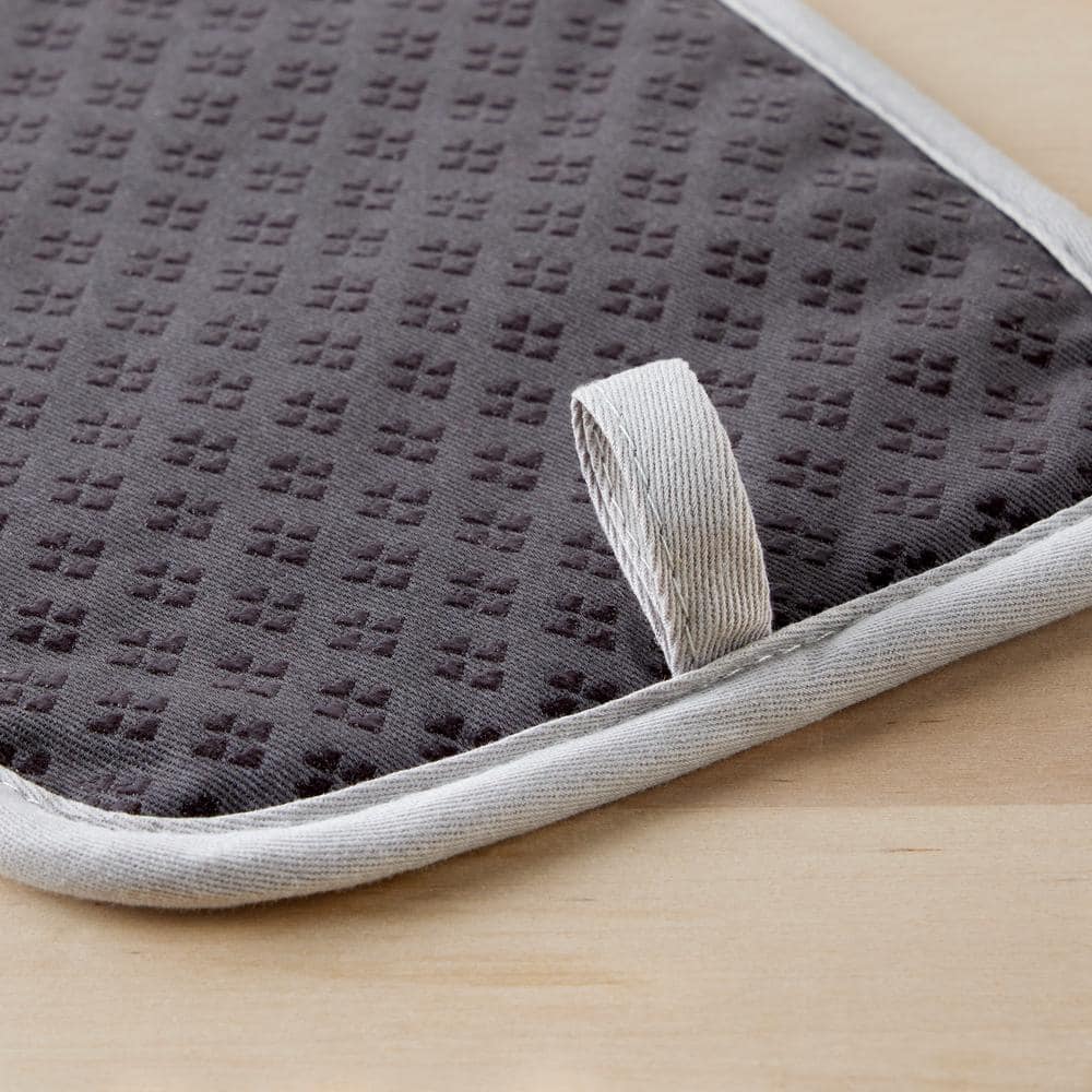 Charcoal Gray Silicone Cotton Pot Holder Set, 2-Piece