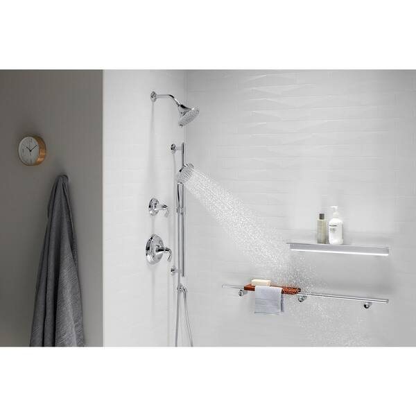 KOHLER Forte 3-Spray Patterns with 2.5 GPM 5.5 in. Wall Mount Fixed Shower Head in Polished Chrome