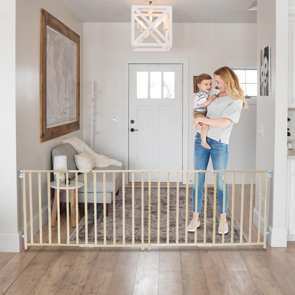 Natural Wood Extra-Wide Swing Baby Safety Gate