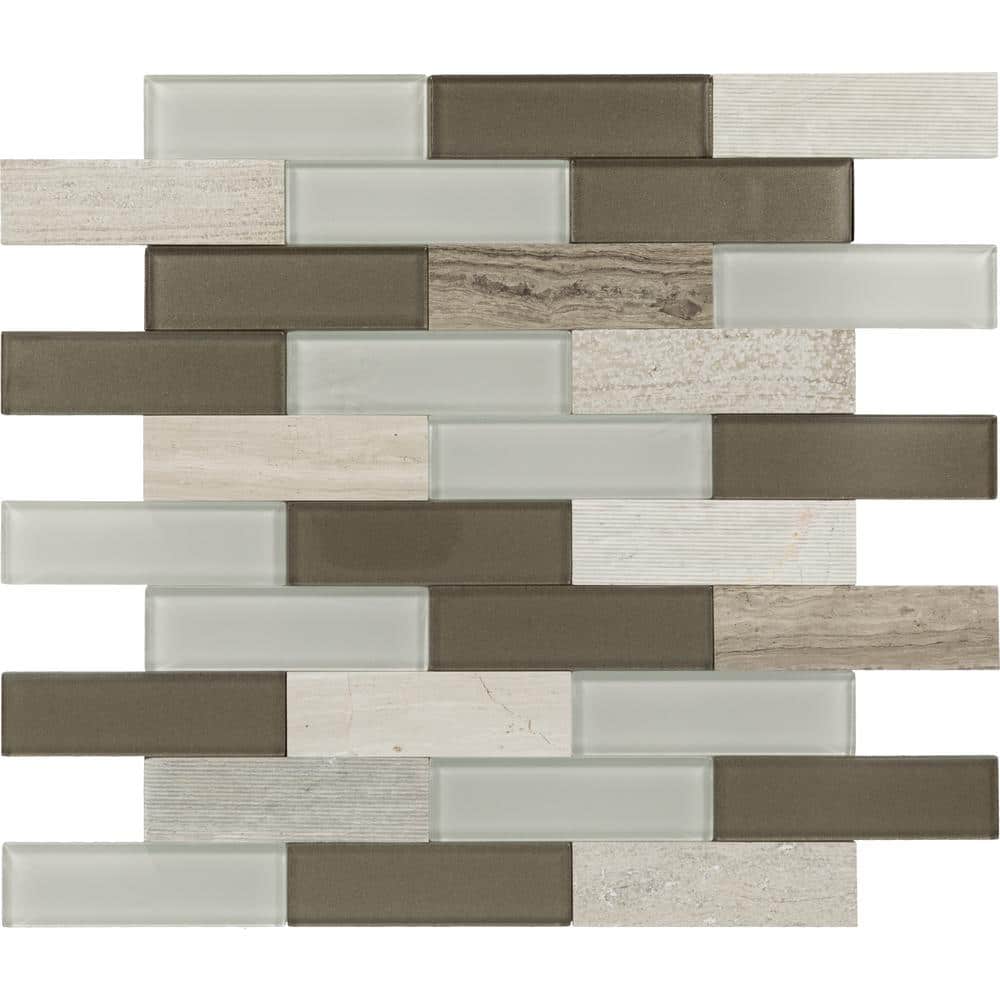 Chenille White Natural Stone and Glass Peel and Stick Mosaic Tile