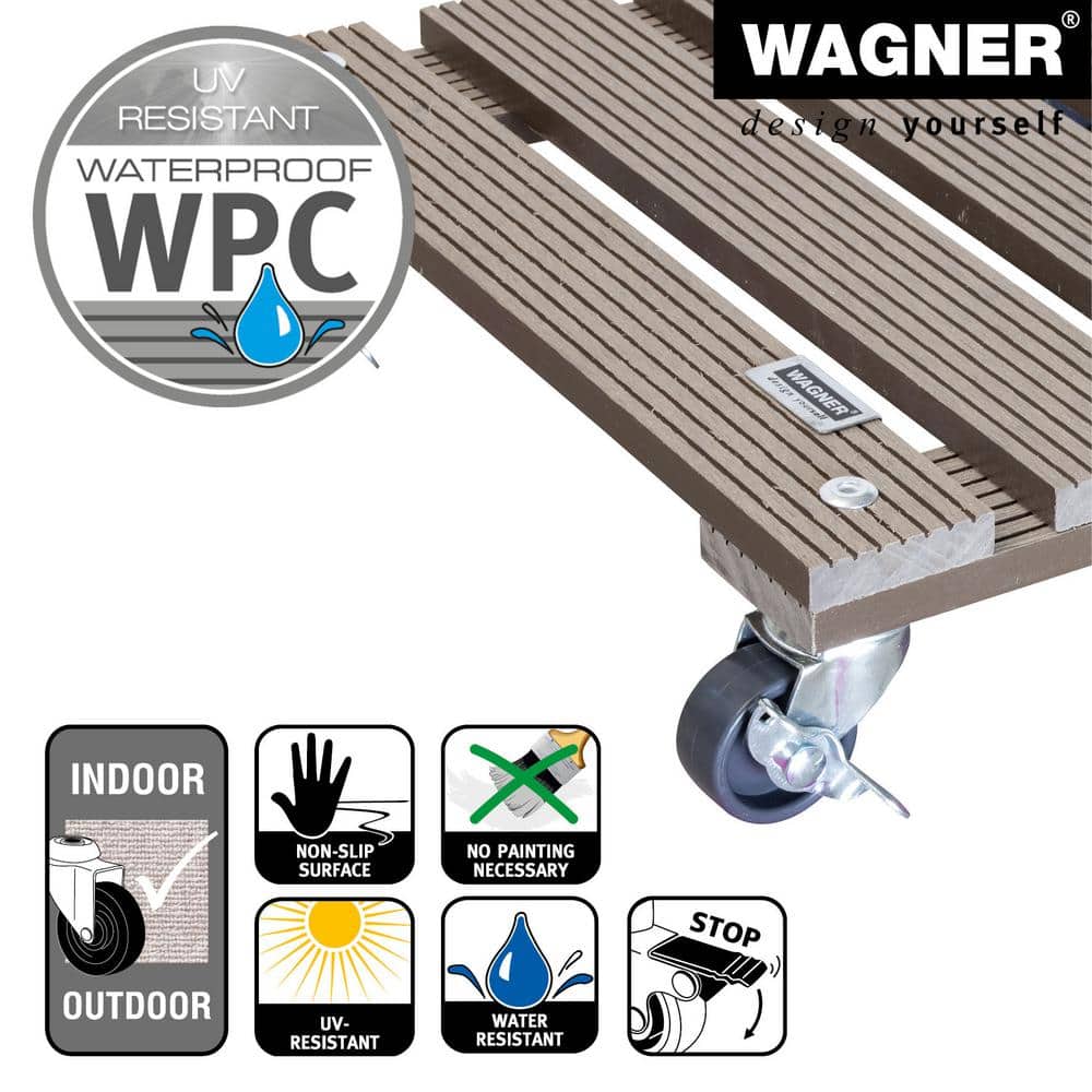 Taupe 11.4" Square Wood Plastic Composite Plant Caddy