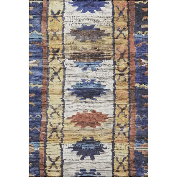 Mayfield Premium Machine Washable Abstract AMF1946 Gold 8 ft. x 10 ft. Area Rug