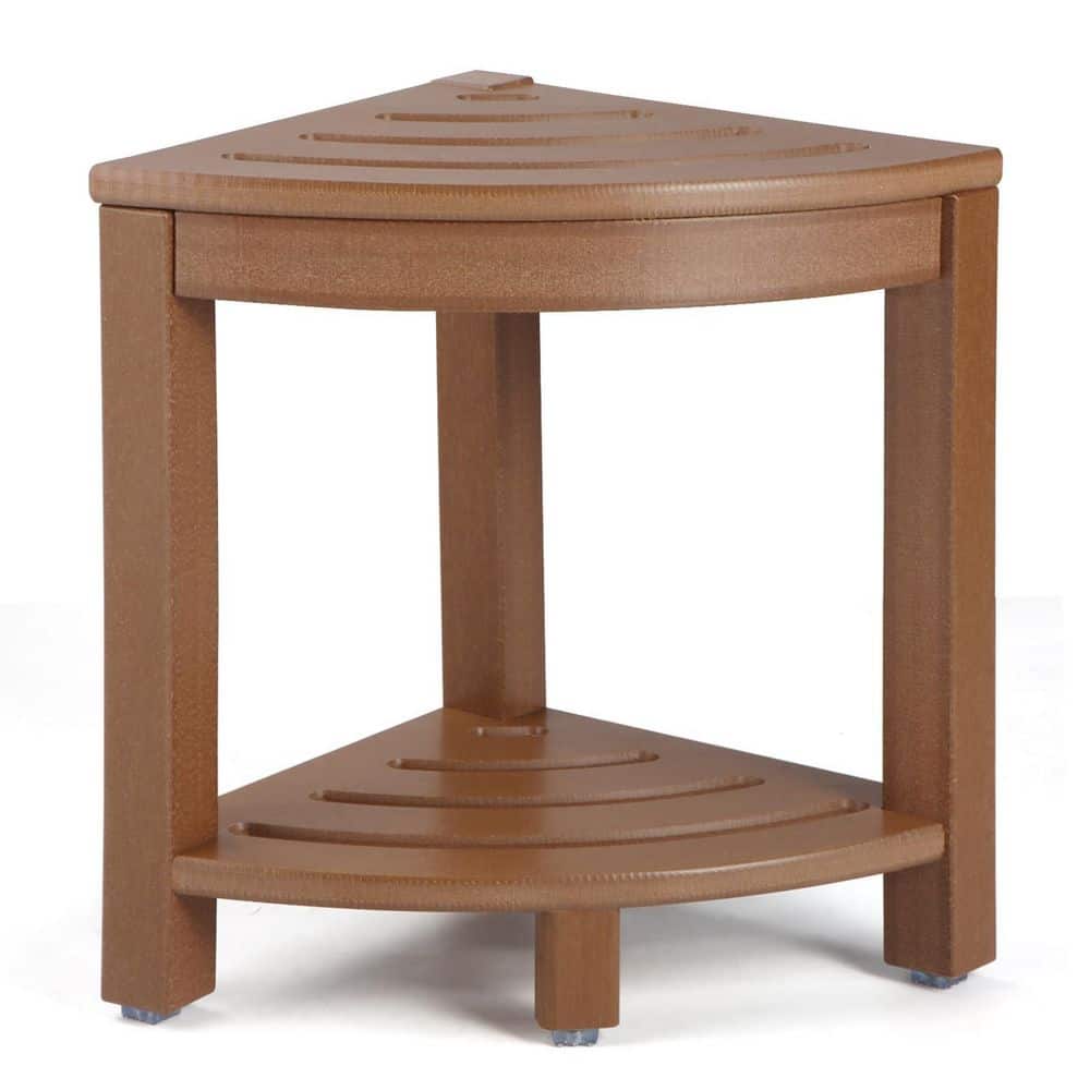 HDPE Shower Bench in Brown with Storage Shelf, Corner Shower Stool for Shaving Legs, Plastic Spa Bath Foot Rest price history on PriceWatchPro