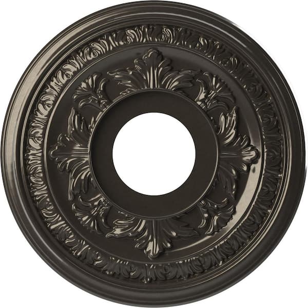 Ekena Millwork 13" OD x 3-1/2" ID x 3/4" P Baltimore Thermoformed PVC Ceiling Medallion Fits Canopies up to 5-1/4" in Metallic Charcoal