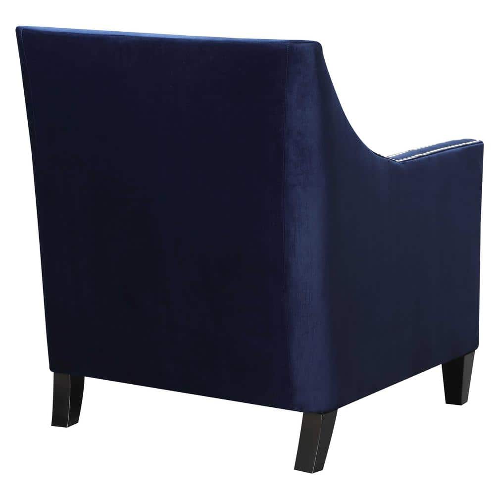 Teagan 35" Blue Polyester Accent Chair with Nailhead Trim