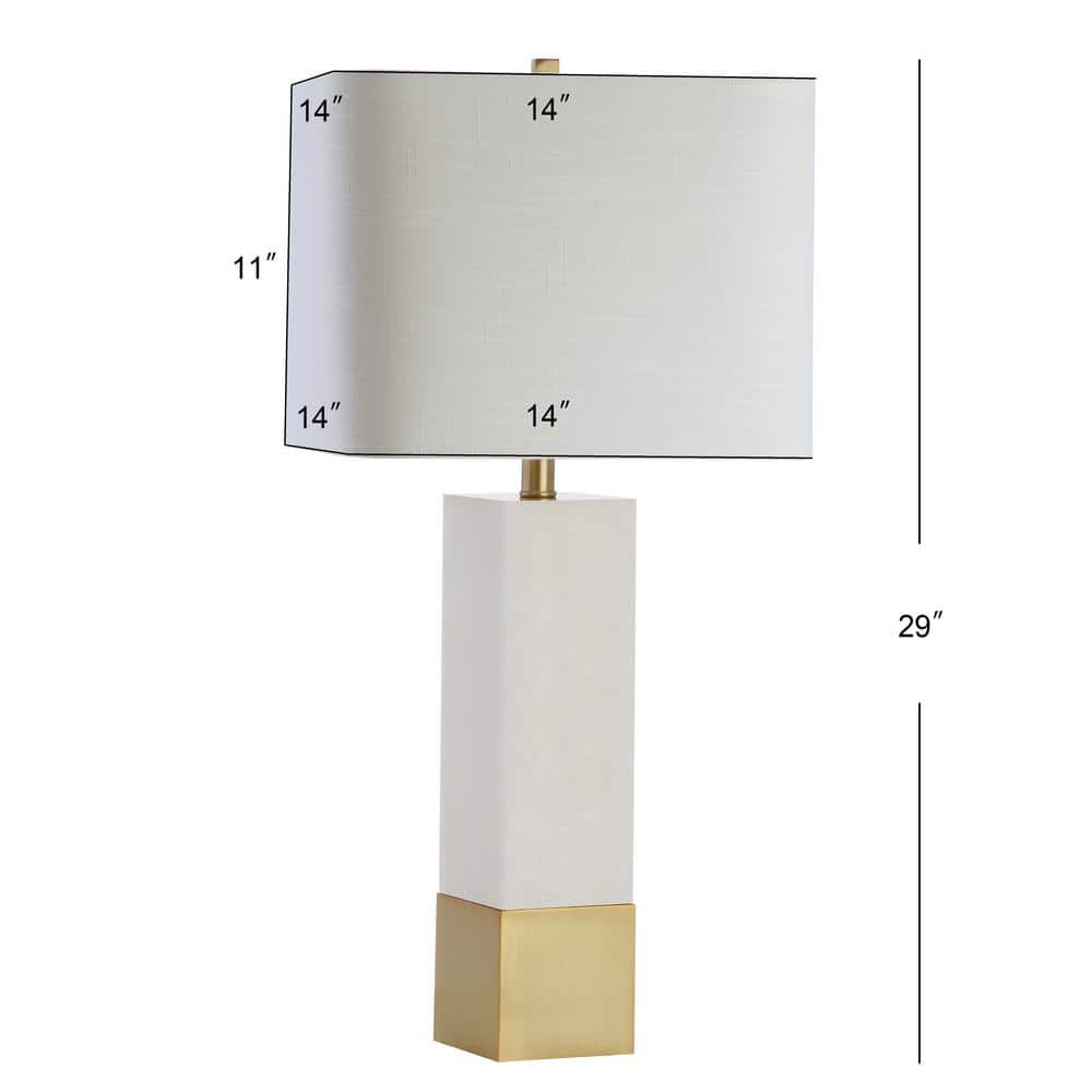 Elegant 29" White Marble & Brushed Brass LED Table Lamp