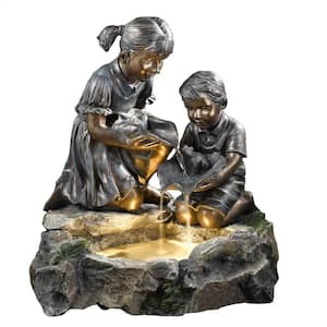 Fratelli Siblings Rock Outdoor/Indoor Fountain with Light