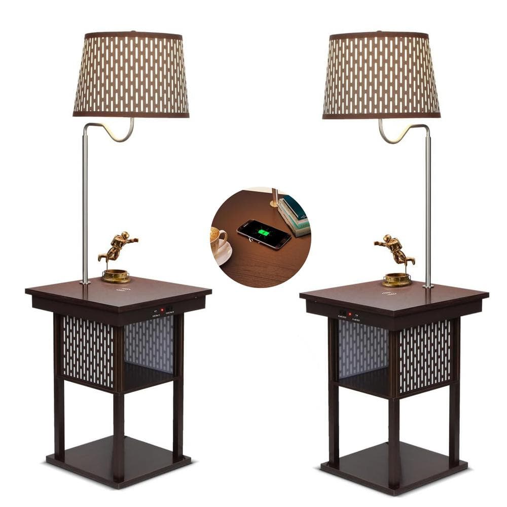Madison 56 in. Havana Brown Modern LED Bedside Table Lamp with Empire Shade and Built-In Wireless Charging Pad (2-Pack) price history on PriceWatchPro