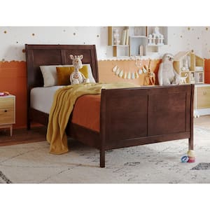 AFI Valencia Walnut Brown Solid Wood Frame Queen Low Profile Sleigh ...