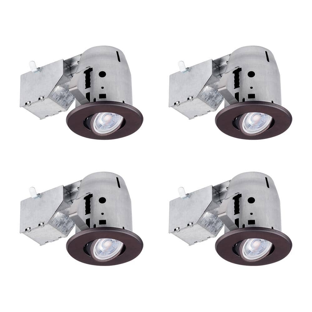 Globe Electric 3 in. Oil-Rubbed Bronze Swivel Recessed Lighting Kit (4-Pack) 90964