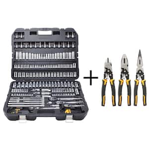 Chrome Vanadium Mechanics Tool Set (192-Piece) and Compound Pliers Set (3-Piece)