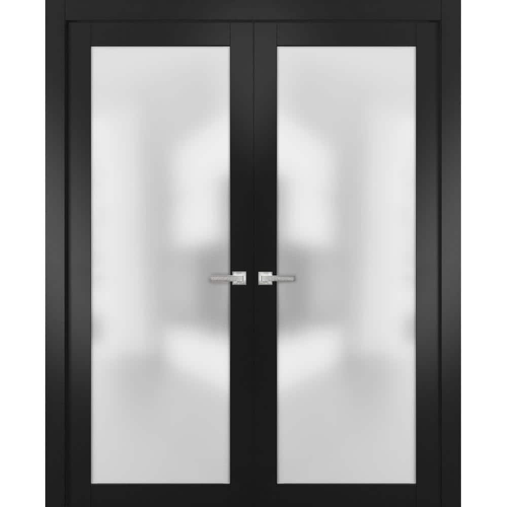 72 in. x 80 in. 2 Panel Black Matte Finished Solid Wood Sliding Door with Hardware price history on PriceWatchPro